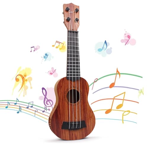 Kindergitarre, 38cm Mini Gitarre, Ukulele Kinder, Gitarre für Kinder Mit 4 Verstellbaren Seiten, Ukulele Gitarre Spielzeug für Kleinkinder, Anfänger, Jungen, Mädchen, Spielzeug Gitarre (15 Zoll) von OUCONGK