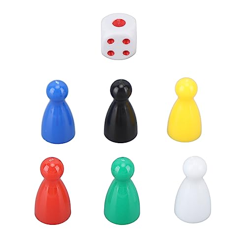 30 Stück Schach in 6 Farben, 5 Stück 6-seitige Würfel, Schachspielfiguren aus Kunststoff, Würfelset für Brettspielkomponenten von OUCRIY