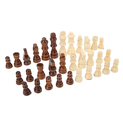 32 Stück Internationale Schachfiguren, Zweifarbige Schachfiguren aus Holz, Unterhaltungsspielzeug für, Tragbares Internationales Schach von OUCRIY