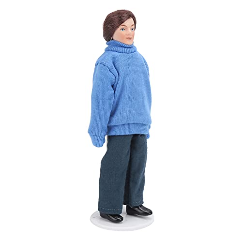 OUCRIY 1:12 Puppenhaus Junger Mann Figuren Miniatur-Porzellan-Menschen mit Blauer Pullover-Dekoration von OUCRIY