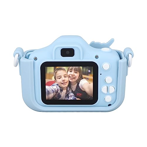 OUCRIY Kinderkamera Dual-Kamera 2,0-Zoll-IPS-Bildschirm 1080P-Videokameraspielzeug mit 32G-Speicherkarte (Blau) von OUCRIY