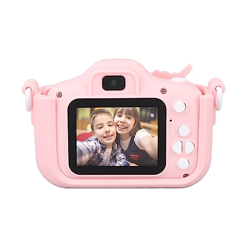 OUCRIY Kinderkamera Dual-Kamera 2,0-Zoll-IPS-Bildschirm 1080P-Videokameraspielzeug mit 32G-Speicherkarte (Rosa) von OUCRIY