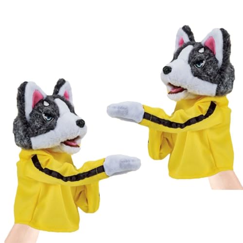 Kung-Fu-Hund, Husky-Boxen, Interaktives Handpuppenspielzeug, 2024 Neues Kung-Fu-Tierspielzeug, Husky-Handschuhpuppe, Lustige Handpuppe Mit Sound Und Action (2Stk) von OUGEHOT