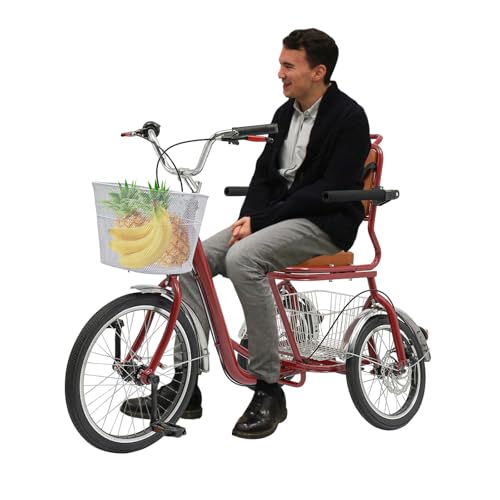 Dreirad Für Erwachsene Für 100kg 1.55-1.85m, 138x67Cm Anti-Rollover Fahrrad Mit DREI Reifen Mit Scheibenbremse Und Rückenlehne, Bremshilfeknopf, Geschenke (Rot) von OUKANING