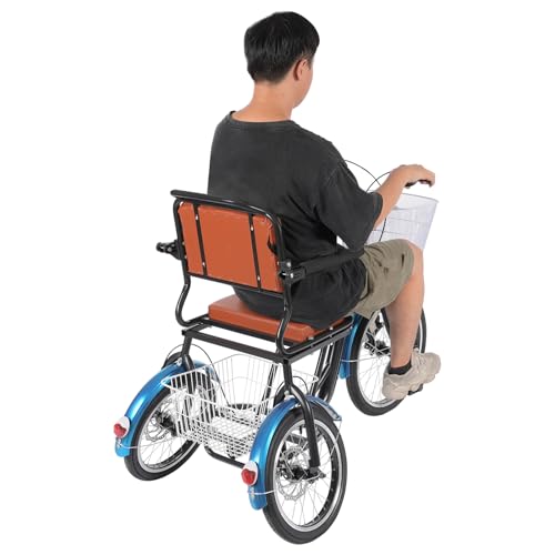 Dreirad Für Erwachsene Für 100kg 1.55-1.85m, 138x67Cm Anti-Rollover Fahrrad Mit DREI Reifen Mit Scheibenbremse Und Rückenlehne, Bremshilfeknopf, Geschenke (Schwarz) von OUKANING