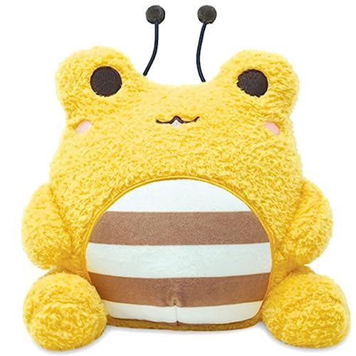 OUKEYI 26 cm Frosch, Plüsch-Frosch, Plüschtier, niedliche Biene, Sammlerstück, Plüschtier, Frosch, Stofftier, Heimdekoration, Geschenk für Mädchen und Jungen (gelb) von OUKEYI