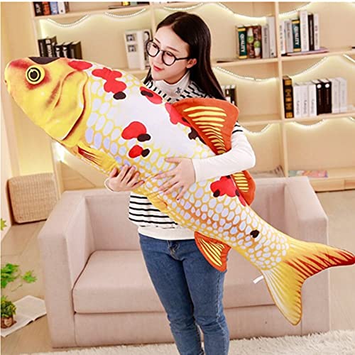 OUKEYI Weiches Fischkissen, 90 cm, Karpfen-Plüschkissen, Stofftier, Wurfkissen für Heimdekoration, Geschenk, Stofftierspielzeug von OUKEYI