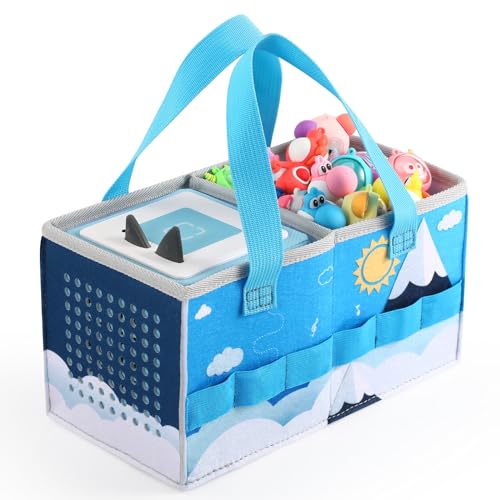 OUKNAK Tragetasche für Toniebox Starter Set und Tonies Figur, Schutzhüllen-Organizer mit viel Platz für Toniebox-Zubehör,Tasche mit Tragegriff für Toniebox Figuren Aufbewahrung (Blau) von OUKNAK