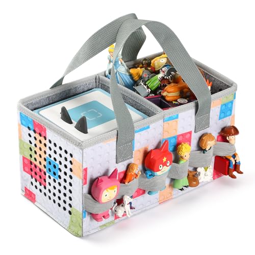 Tasche für Toniebox Starter Set Aufbewahrungstasche für Toniebox Figur, Home Outdoor Handtasche für Tonies Audio Player und Puppen Musikspielzeug Falttasche für Toniebox Zubehör (Karierte Farbe) von OUKNAK