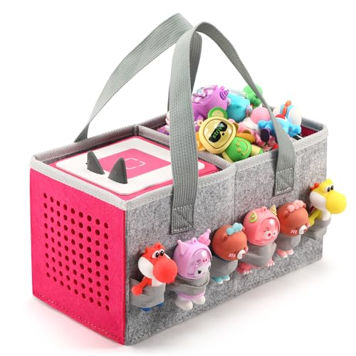 Tasche für Toniebox Starter Set Aufbewahrungstasche für Toniebox Figur, Home Outdoor Handtasche für Tonies Audio Player und Puppen Musikspielzeug Falttasche für Toniebox Zubehör (Rose) von OUKNAK