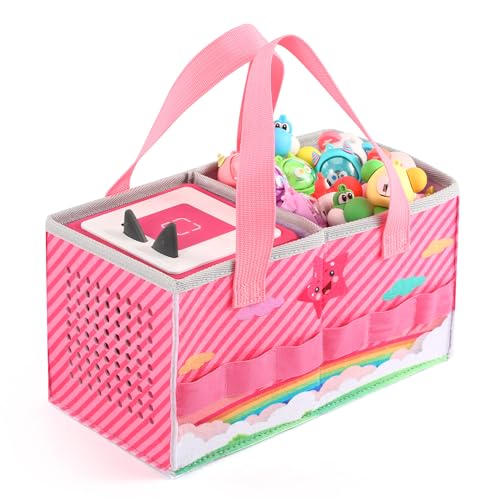 Tragetasche für Toniebox Starter Set und Tonies Figur, Schutzhüllen-Organizer mit viel Platz für Toniebox-Zubehör,Tasche mit Tragegriff für Toniebox Figuren Aufbewahrung (Pink) von OUKNAK