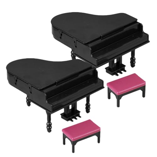 OUNONA 2 Sätze Teiliges Puppenhaus Piano mit Hocker Simuliertes Musikinstrument für Kreative Dekoration im Büro und Zuhause OUNONA 2 Sätze Teiliges Puppenhaus Piano mit Hocker Simuliertes Musikinstrument für Kreative Dekoration im Büro und Zuhause von OUNONA