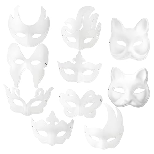 OUNONA 20 Stück Teiliges DIY Pappmaché Masken zum Bemalen Leichte Unbemalte Karnevalsmasken für Damen und Herren für Cosplay und Kreative Kostümpartys OUNONA 20 Stück Teiliges DIY Pappmaché Masken zum Bemalen Leichte Unbemalte Karnevalsmasken für Damen und Herren für Cosplay und Kreative Kostümpartys von OUNONA