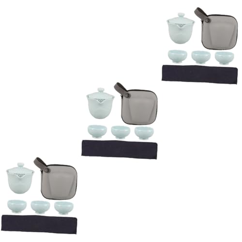 OUNONA 3 Sätze Reise-Tee-Set Teetablett aus Keramik Teetasse Teeservice aus Keramik Geschirrset aus Keramik Set zum Aufbrühen von chinesischem Tee Porzellan von OUNONA