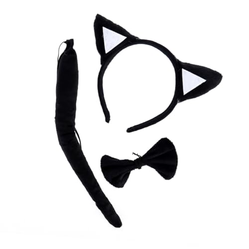 OUNONA 3 Stück Teiliges Katzenkostüm Set für Baumwoll Katzenohren Haarreif Schleife und Katzenschwanz Bequemes Party Zubehör für Mädchen für Theater Halloween und Kostümpartys OUNONA 3 Stück Teiliges Katzenkostüm Set für Baumwoll Katzenohren Haarreif Schleife und Katzenschwanz Bequemes Party Zubehör für Mädchen für Theater Halloween und Kostümpartys von OUNONA