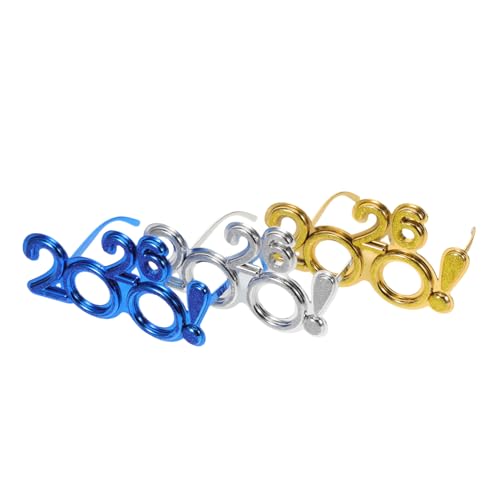 OUNONA 3 Stück Teiliges Zahlenparty-brillen Ausrufezeichen-dekor Leichte Kunststoff-neujahrsbrillen in Blau Silber Gold Festliche Neujahrs-sonnenbrillen für Silvester-feiern und OUNONA 3 Stück Teiliges Zahlenparty-brillen Ausrufezeichen-dekor Leichte Kunststoff-neujahrsbrillen in Blau Silber Gold Festliche Neujahrs-sonnenbrillen für Silvester-feiern und von OUNONA