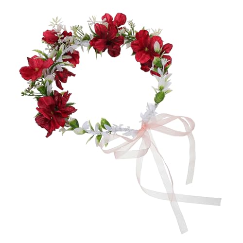 OUNONA Blumenkranz Stirnband Verstellbar Großes Rotes Blütenkopfstück Haarschmuck für Frauen Teens Hochzeit Party Strandfest Brautaccessoire OUNONA Blumenkranz Stirnband Verstellbar Großes Rotes Blütenkopfstück Haarschmuck für Frauen Teens Hochzeit Party Strandfest Brautaccessoire von OUNONA