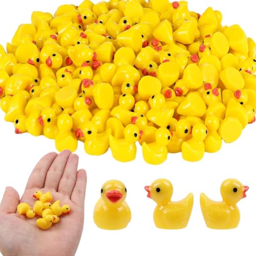 100 Stück Mini Enten Tierfiguren,Mini Enten Harz,Miniatur Enten Mini Resin Ducks,Mini Enten Figuren,Mini Harz Enten zum Basteln DIY Potting Micro Landschaft Dekorationen Lieferungen von OUOQI