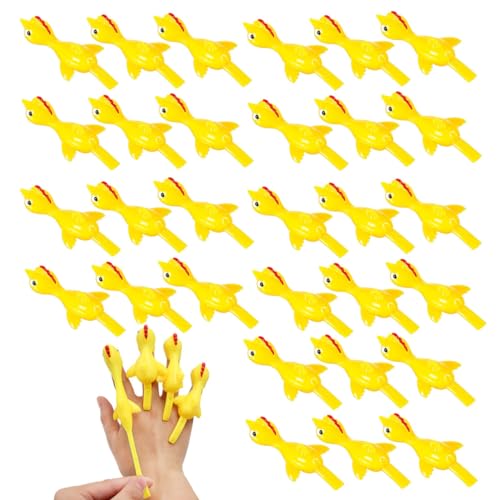 OUOQI 30pcs Finger Strecken Fliegende Hühner,Hühner Finger Fliegen,Fliegende Hühner Spielzeug Gummi,Flying Gummihuhn Slingshot,Spielzeug Neuheit Katapult Huhn,Schleuder Huhn Dehnbare Fliegende von OUOQI