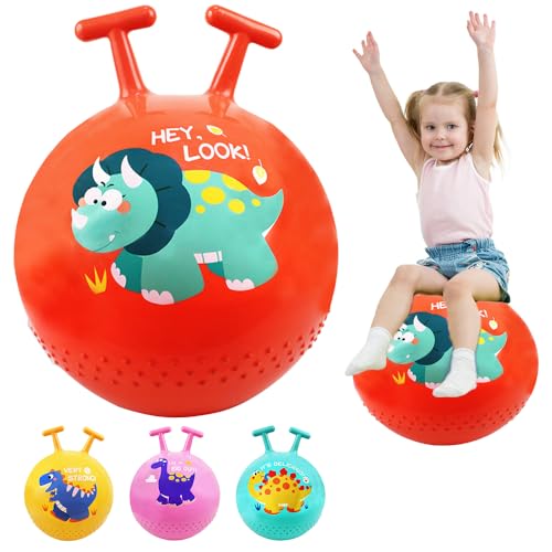 OUOQI Hüpfball für Kinder,Aufblasbarer Hüpfball,Sprungball für Kinder,Hopper Ball für Kinder,Aufblasbare Sprungball,Dinosaurier Sprungball Kinder,mit Griff Belastbarkeit 80 KG Spielzeug von OUOQI