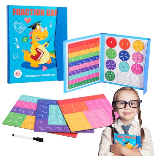 OUOQI Magnetischer Bruchscheiben,Magnetisches Puzzle Brüche,Demonstrator Magnetische,Magnetisches Bruchbuch,Arithmetisches Lernspielzeug,Magnetisches Buch Bruchteil Puzzle für Kinder von OUOQI