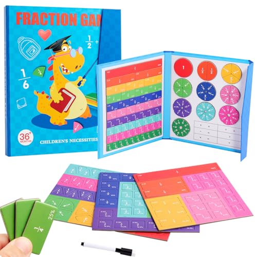 OUOQI Magnetischer Bruchscheiben,Magnetisches Puzzle Brüche,Demonstrator Magnetische,Magnetisches Bruchbuch,Arithmetisches Lernspielzeug,Magnetisches Buch Bruchteil Puzzle für Kinder von OUOQI