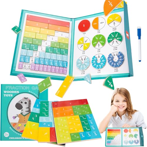 OUOQI Magnetischer Bruchscheiben,Magnetisches Puzzle Brüche,Magnetische Bruchrechnen Material,Demonstrator Magnetische,Arithmetisches Lernspielzeug,Magnetisches Buch Bruchteil Puzzle für Kinder von OUOQI