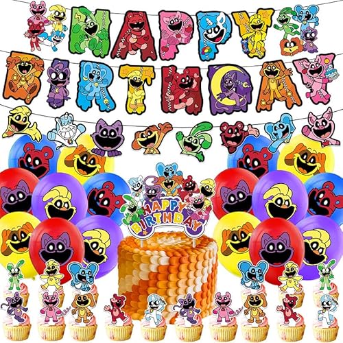 2024 Beliebte Anime Thema Geburtstagsfeier Dekoration Requisiten, Ballon Set.Smiling Crters Party Dekoration Luftballons, DIGITAL CIRCUS Thema, Skibidi Toilette Thema usw.(Smiling Critters) von OURDUOJIN