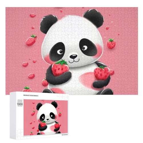 Bilderpuzzles für Erwachsene, Holzpuzzles, Cartoon-Erdbeer-Panda, personalisiertes Puzzle, Fotopuzzle, Hochzeitspuzzle, Familientreffen, Puzzles für Freunde, Geburtstag, Hochzeitsgeschenk von OURTEV