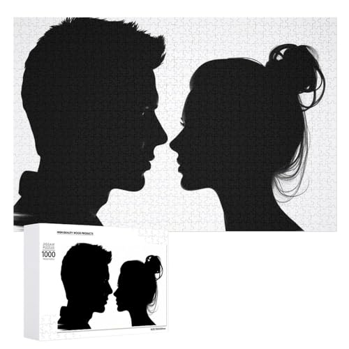 Bilderpuzzles für Erwachsene Holzpuzzles Paar Gesicht Silhouette Personalisiertes Puzzle Fotopuzzle Hochzeitspuzzle Familientreffen Puzzles für Freund Geburtstag Hochzeit Geschenk von OURTEV