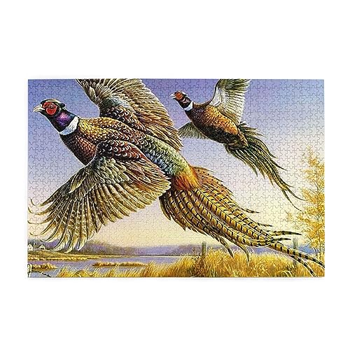 Fasane Tiere Drucken Puzzle 1000 Teile Holzpuzzle Geschenke Für Erwachsene Familie Hochzeit Abschluss Geschenk Vertikale Version von OUSIKA