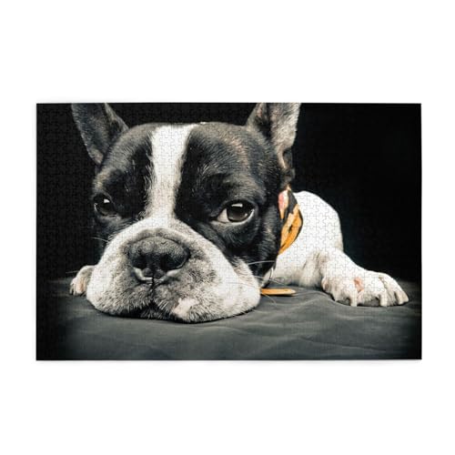 French Bulldog Print Jigsaw Puzzle 1000 Pieces Wooden Puzzle Gifts For Adult Family Wedding Graduation Gift Vertical Version von OUSIKA