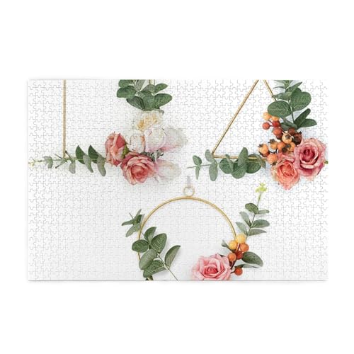 Gold Floral Print Jigsaw Puzzle 1000 Teile Holzpuzzle Geschenke für Erwachsene Familie Hochzeit Abschluss Geschenk Vertikale Version von OUSIKA