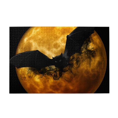 Halloween Fledermaus Druck Puzzle 1000 Teile Holzpuzzle Geschenke Für Erwachsene Familie Hochzeit Abschluss Geschenk Vertikale Version von OUSIKA