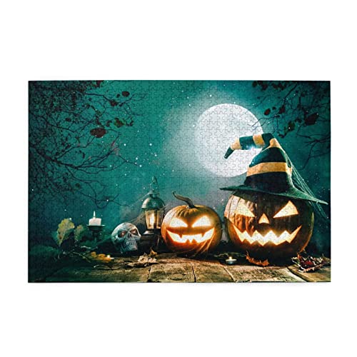 Halloween Kürbis Druck Puzzle 1000 Teile Holzpuzzle Geschenke Für Erwachsene Familie Hochzeit Abschluss Geschenk Vertikale Version von OUSIKA