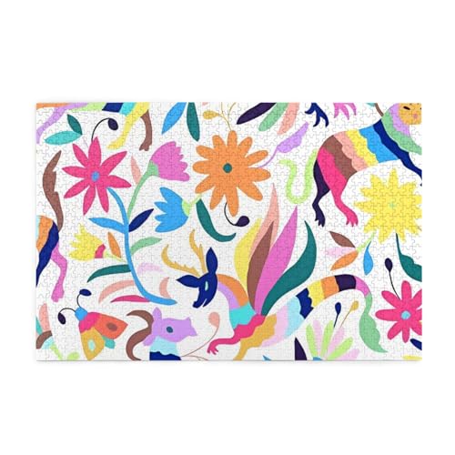 Mexikanische Otomi Tiere Druck Puzzle 1000 Teile Holzpuzzle Geschenke Für Erwachsene Familie Hochzeit Abschluss Geschenk Vertikale Version von OUSIKA