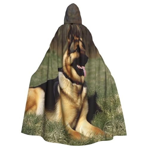 OUSIKA Unisex Ganzkörper-Umhang mit Kapuze, Deutscher Schäferhund, Hexenumhang für Halloween, Cosplay-Kostüm von OUSIKA