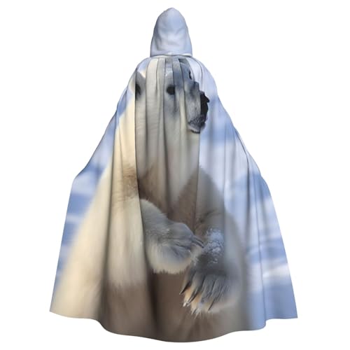 OUSIKA Unisex Halloween Kapuzenumhang Eisbär Kapuzenmantel Hexenumhang für Halloween Cosplay Kostüm von OUSIKA