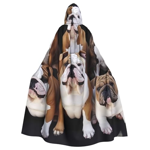 OUSIKA Unisex Halloween Kapuzenumhang Englische Bulldoggen Kapuzenmantel Hexenumhang für Halloween Cosplay Kostüm von OUSIKA