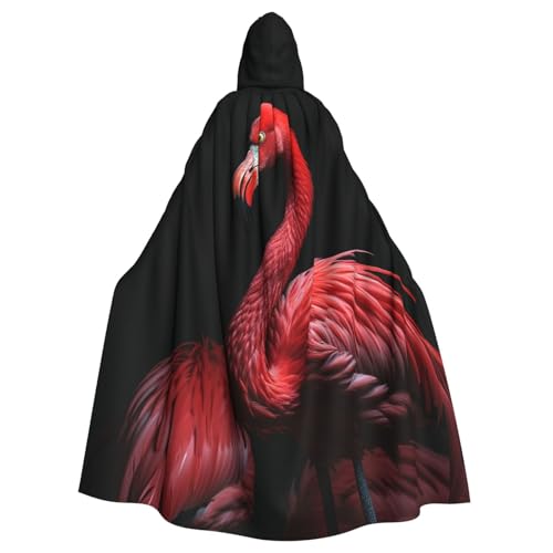 OUSIKA Unisex Halloween Kapuzenumhang Flamingo schwarzer Hintergrund Kapuzenmantel Hexenumhang für Halloween Cosplay Kostüm von OUSIKA