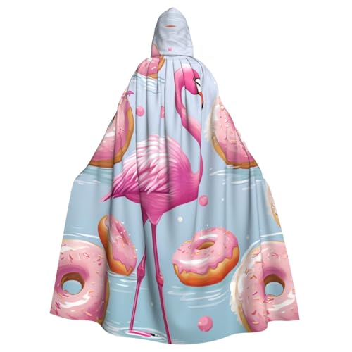 OUSIKA Unisex Halloween Kapuzenumhang Flamingo und Donuts Kapuzenmantel Hexenumhang für Halloween Cosplay Kostüm von OUSIKA