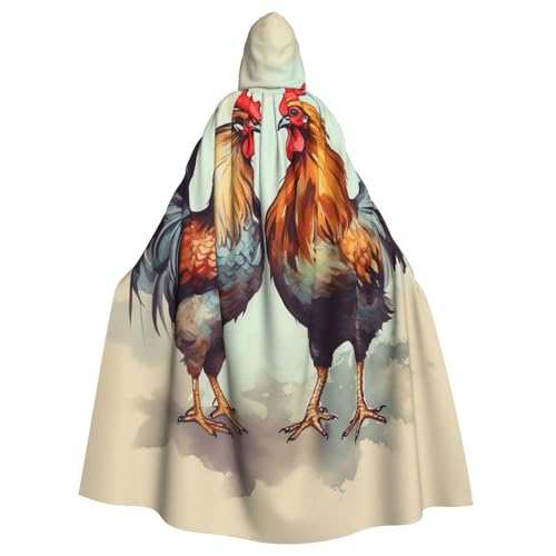 OUSIKA Unisex Halloween Kapuzenumhang Hahn und Henne Kapuzenmantel Hexenumhang für Halloween Cosplay Kostüm von OUSIKA