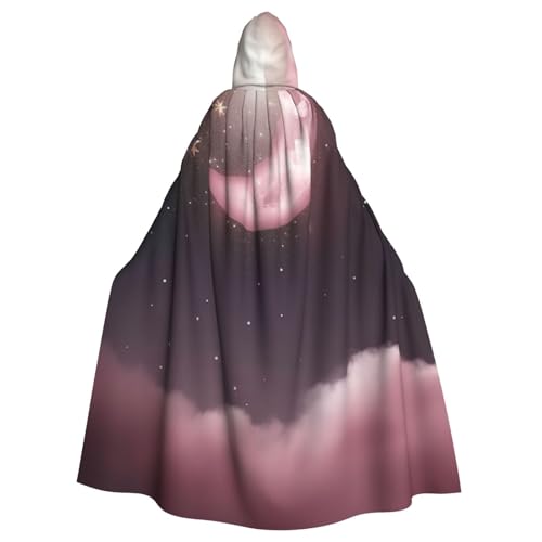 OUSIKA Unisex Halloween Kapuzenumhang Mond Sterne Kapuzenmantel Hexenumhang für Halloween Cosplay Kostüm von OUSIKA