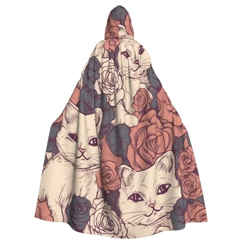 OUSIKA Unisex Halloween Kapuzenumhang Rose Katze Kapuze Robe Hexe Umhang für Halloween Cosplay Kostüm von OUSIKA