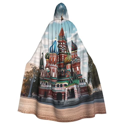 OUSIKA Unisex Halloween Kapuzenumhang St. Basilikum Kathedrale Rot Quadrat in Moskau Kapuzenmantel Hexenumhang für Halloween Cosplay Kostüm von OUSIKA