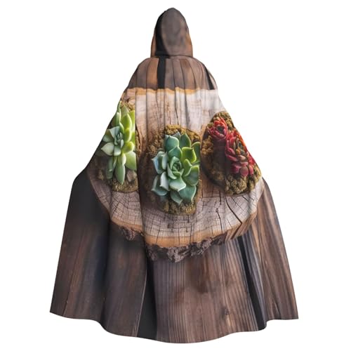 OUSIKA Unisex Halloween Kapuzenumhang Sukkulenten Holz Kapuze Robe Hexenumhang für Halloween Cosplay Kostüm von OUSIKA