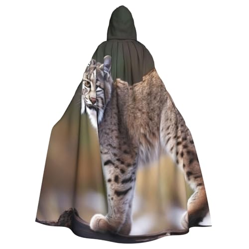 OUSIKA Unisex Halloween Kapuzenumhang Wilder Bobcat Kapuzenmantel Hexenumhang für Halloween Cosplay Kostüm von OUSIKA