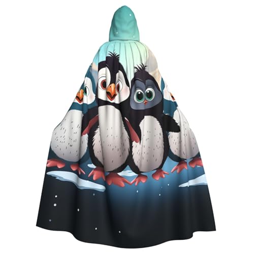 OUSIKA Unisex Halloween Kapuzenumhang fünf süße Pinguine Kapuzenmantel Hexenumhang für Halloween Cosplay Kostüm von OUSIKA