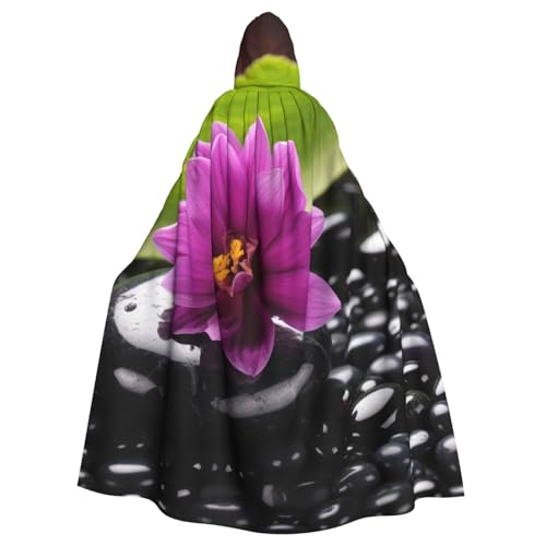 OUSIKA Unisex Halloween Kapuzenumhang lila Blume mit schwarzem Stein Kapuzenmantel Hexenumhang für Halloween Cosplay Kostüm von OUSIKA