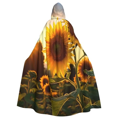 OUSIKA Unisex-Kapuzenumhang in voller Länge, schöne Sonnenblumen-Robe, Hexenumhang für Halloween, Cosplay-Kostüm von OUSIKA